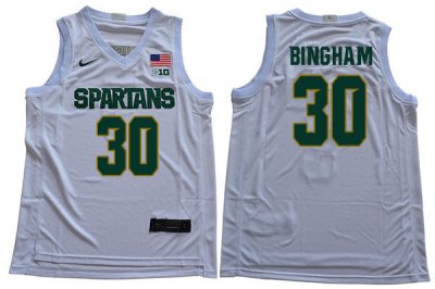Men Marcus Bingham Michigan State Spartans #30 Nike NCAA 2019-20 White Authentic College Stitched Basketball Jersey HL50G80UV